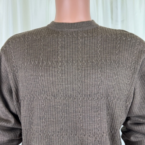 Men's Joseph & Lyman 100% Extrafine Merino Wool Cable Knit Sweater Sz MD Brown - Picture 12 of 12